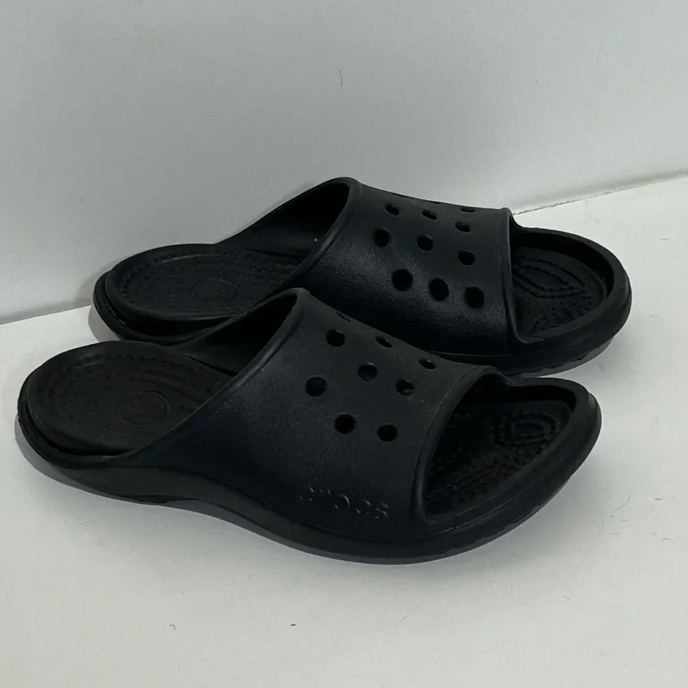 Crocs Unisex Black Baya Open‎ Toe Lightweight Slip On Slide Sandals Size 7/8